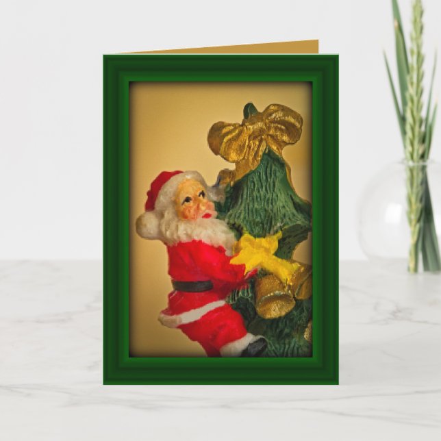 Personlig Roligt Santa atop Julgran, Grönt Kort (Framsida)