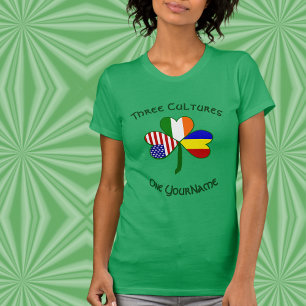 Personlig Romania Irland USA Shamrock Kvinnor T Shirt