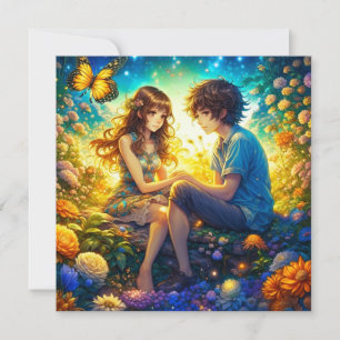 Personlig Romantic Anime par Alla hjärtans dag Kort