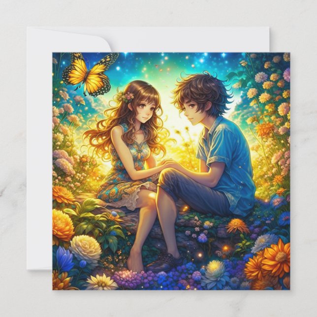 Personlig Romantic Anime par Alla hjärtans dag Kort (Framsida)