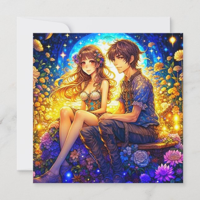 Personlig Romantic Anime par Alla hjärtans dag Kort (Framsida)