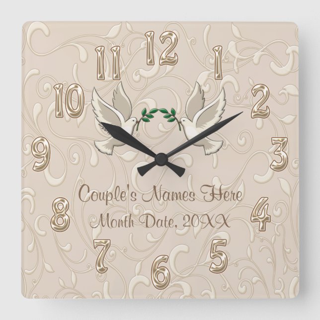 Personlig Romantic  Champagne Clock Fyrkantig Klocka (Framsida)