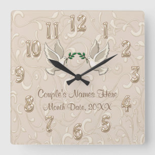 Personlig Romantic Champagne Clock Fyrkantig Klocka