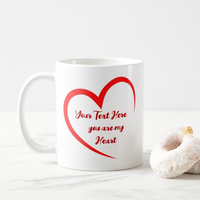 Personlig Romantic Heart Kärlek Kaffemugg (Med munk)