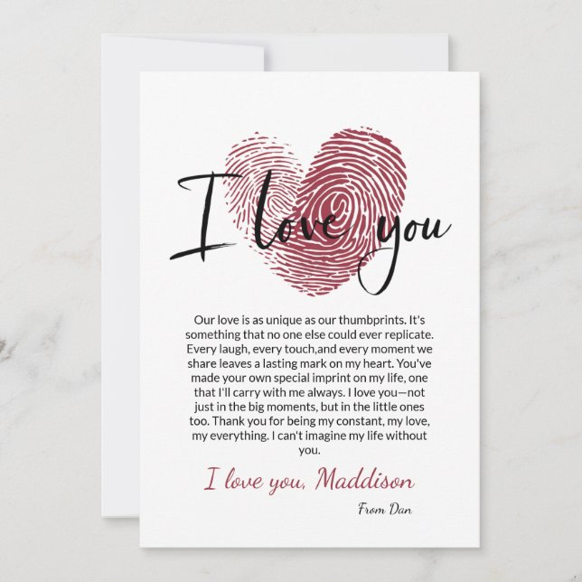 Personlig Romantic Kärlek Card med ❤️ för tumavtry Inbjudningar (Framsida)