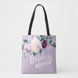 Personlig romantic lila blommigt bridesmaid tygkasse