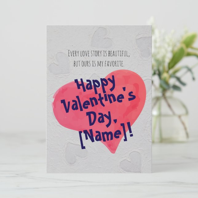 Personlig Romantic Valentine Day Card Julkort (Stående Fram)