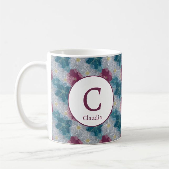 Personlig Romantic Vår Girly Flowers Kaffemugg (Vänster)