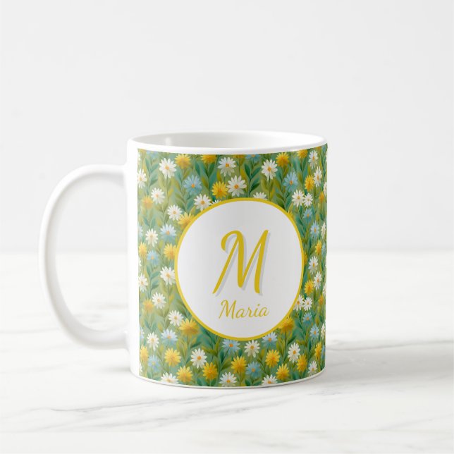 Personlig Romantic Vår Girly Flowers Kaffemugg (Vänster)