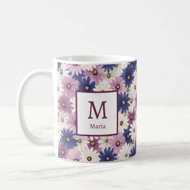 Personlig Romantic Vår Girly Flowers Kaffemugg (Vänster)