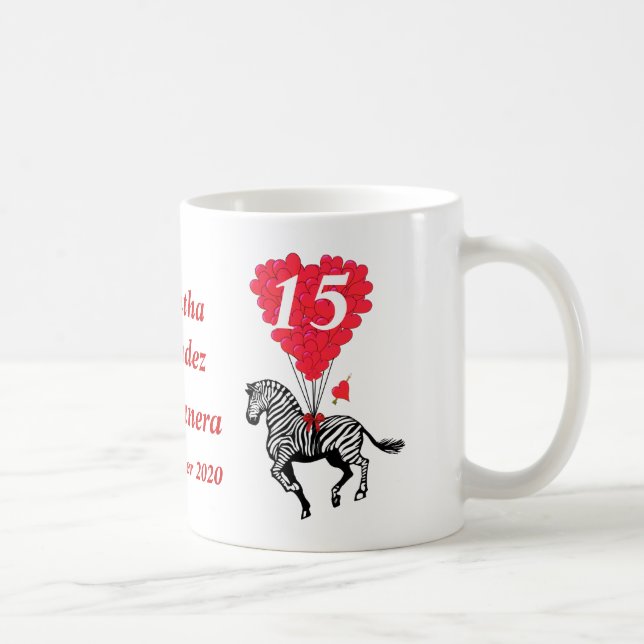 Personlig romantic zebra Quinceanera Kaffemugg (Höger)