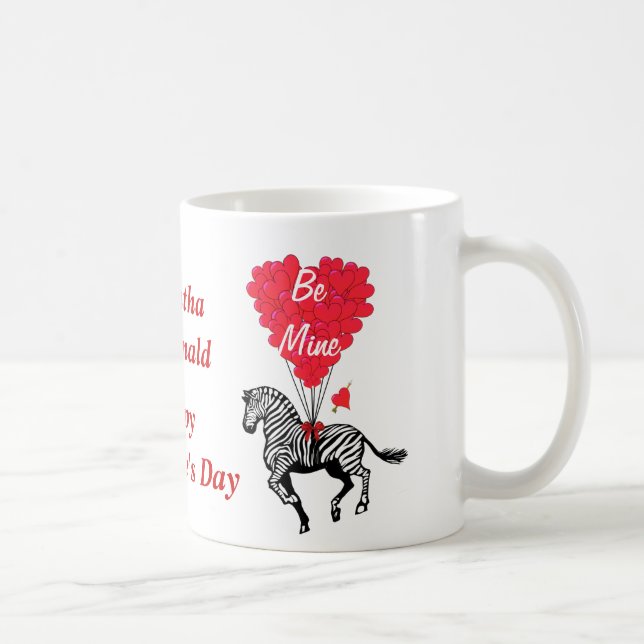 Personlig romantic zebra Valentines day Kaffemugg (Höger)