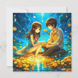 Personlig romantisk anime-par Alla hjärtans dag Kort
