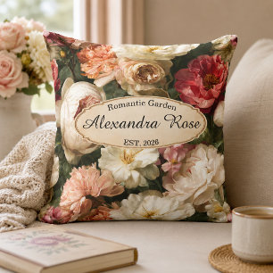 Personlig Romantisk Blommig Akvarell Peony Ros Kudde