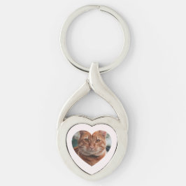 Personlig Romantisk Fotonyckelring Twisted Heart Silverfärgad Nyckelring