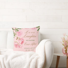 Personlig Romantisk Rosa Pion Blommig Bröllop Kudde