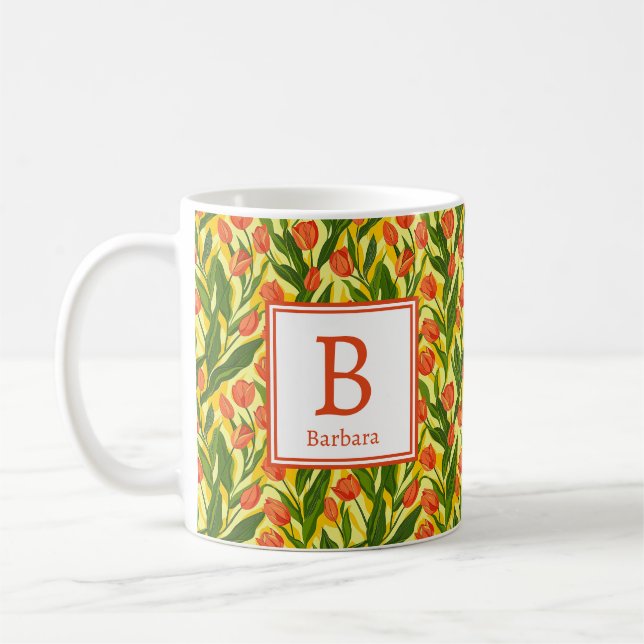 Personlig romantisk vårflicka blommor kaffemugg (Vänster)
