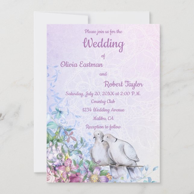 Personlig romantiska vita duvor bröllop (Framsida)