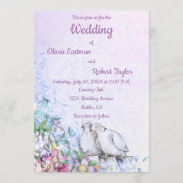 Personlig romantiska vita duvor bröllop inbjudningar