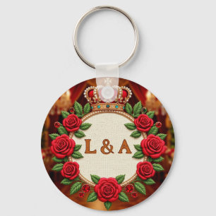 🌹 Personlig Ros Monogram Initial Dekoration för K Nyckelring