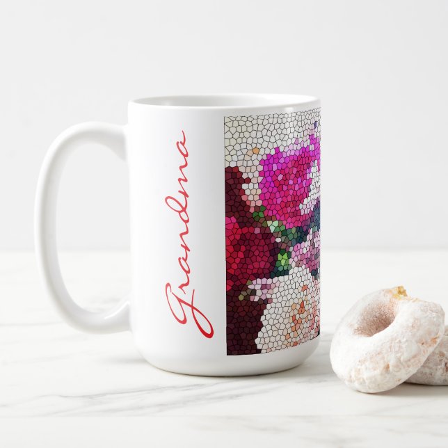 Personlig ros mosaik kaffekopp/ te-mugg kaffemugg (Med munk)