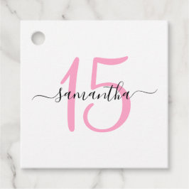 Personlig rosa 15-årsdag gåvor etiketter