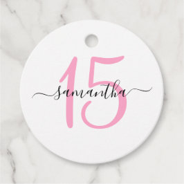 Personlig rosa 15-årsdag gåvor etiketter