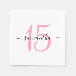 Personlig rosa 15-årsdag pappersservett