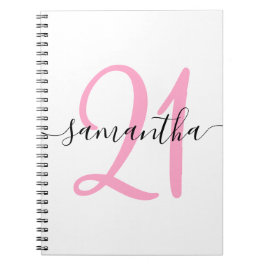 Personlig Rosa 21:a födelsedagsboken Anteckningsbok