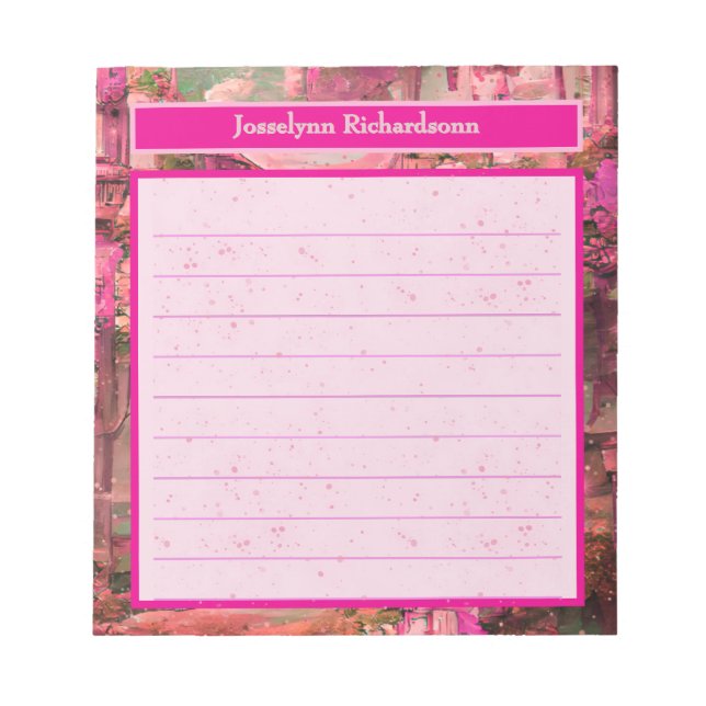 Personlig Rosa Abstrakt Forest World Anteckningsblock (Framsida)