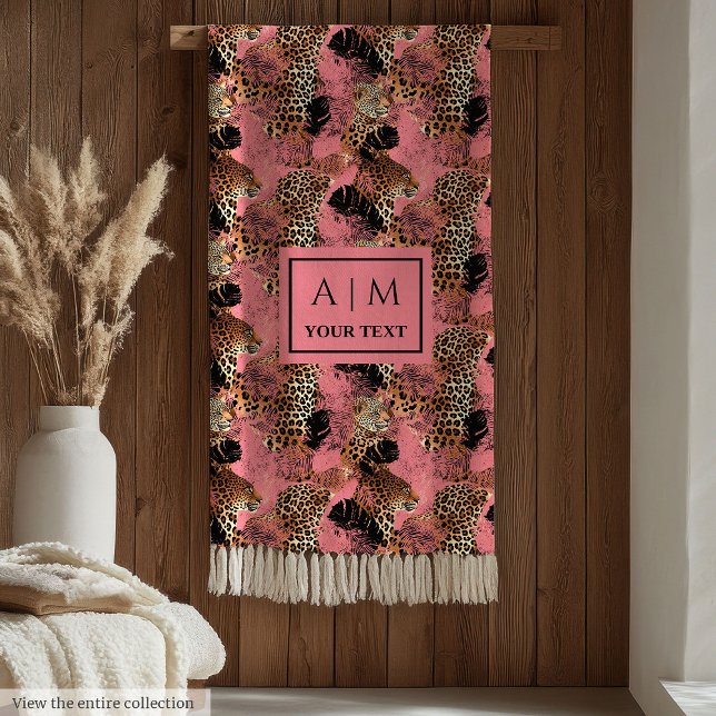 Personlig rosa akvarell leopardskinn modern fleecefilt (Personalized pink watercolor leopard skin modern Fleece Blanket)