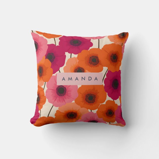Personlig Rosa av billig Orange Flower Kudde (Framsida)