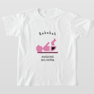 Personlig Rosa Baby Afro FANTASTISK BIG SISTER T Shirt