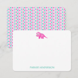 Personlig Rosa Baby Dinosaur Stationery Tack Kort