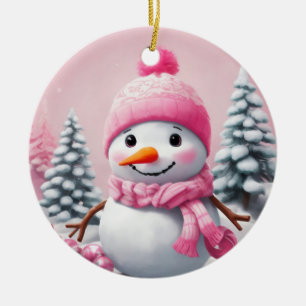 Personlig Rosa Baby jul Snögubbe Julgransprydnad Keramik