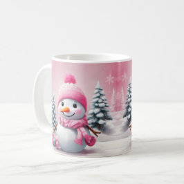 Personlig Rosa Baby jul Snögubbe Kaffemugg