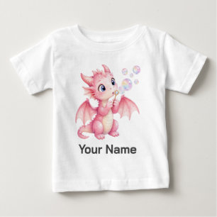Personlig rosa babydrake som blåser bubblor t shirt