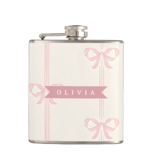 Personlig Rosa Båge Namn Present Elegant Coquette Fickplunta