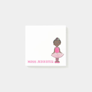 Personlig Rosa Ballerina Ballet Dance Teacher Post-it Block