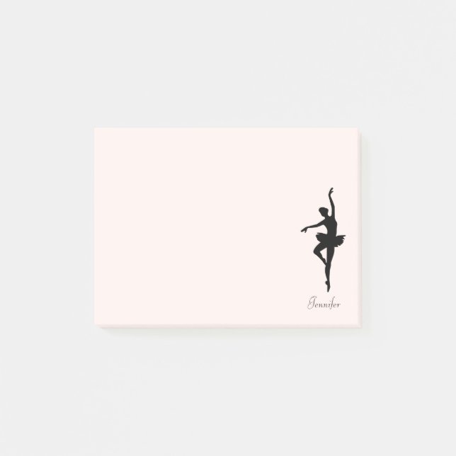 Personlig Rosa Ballerina Dance Silhouette Post-it Block (Framsida)