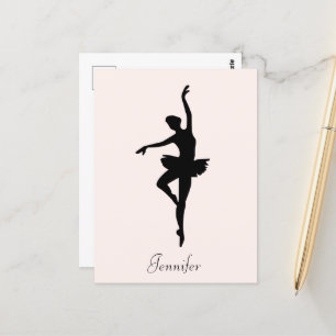 Personlig Rosa Ballerina Dance Silhouette Vykort