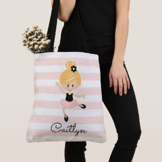 Personlig Rosa Ballerina Tote Bag Blonde Hair Tygkasse