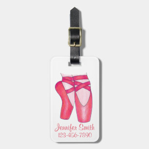 Personlig Rosa Ballet Toe Pointe Shoes Dance Bagagebricka