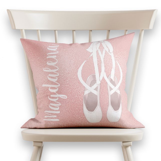 Personlig Rosa Ballet Tofflor Girly Ro Guld Kudde (Skapare uppladdad)