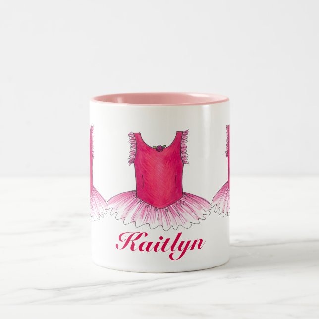 Personlig Rosa Ballet Tutu Ballerina Dance Mugg (Center)