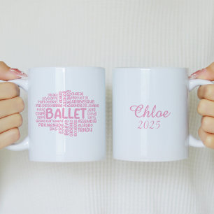 Personlig Rosa Ballet Typrography Mugg