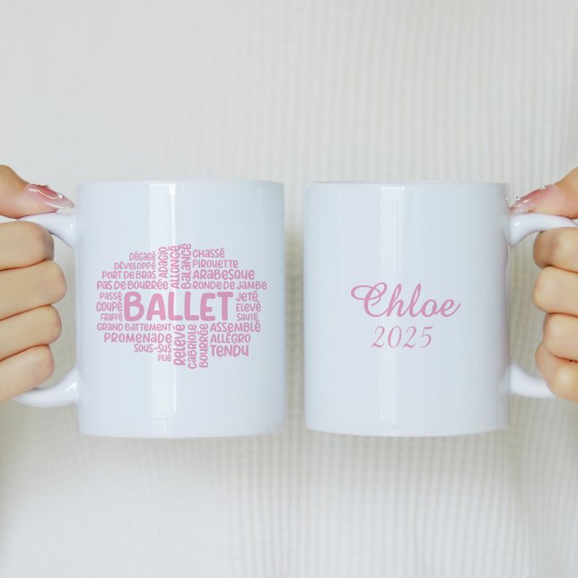 Personlig Rosa Ballet Typrography Mugg (Skapare uppladdad)
