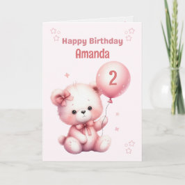 Personlig Rosa Bear Birthday Card Kort