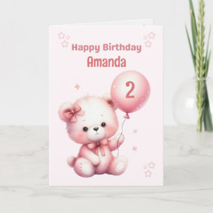 Personlig Rosa Bear Birthday Card Kort