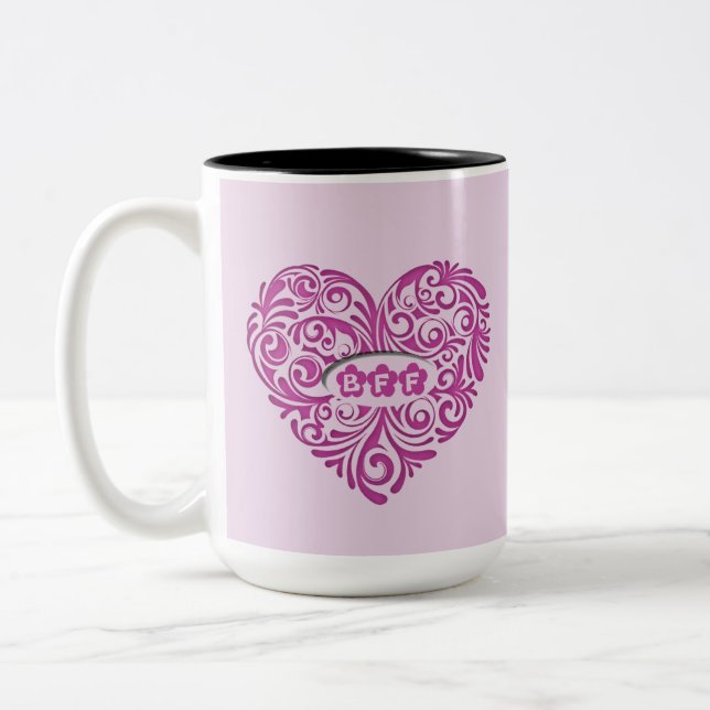 Personlig Rosa BFF Heart Mugg (Vänster)